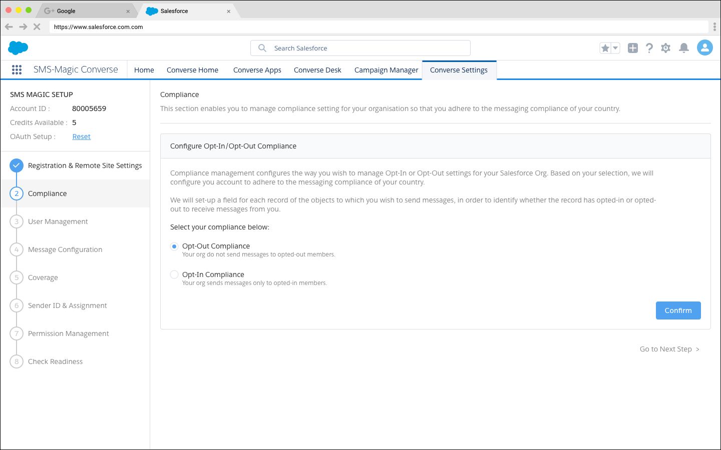 02-a Compliance screen